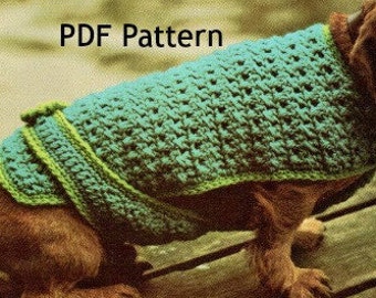 Dachshund Small Dog Sweater, Coat, Pet Puppy, Vintage 1971 Crochet Pattern, Digital Download, Instant PDF
