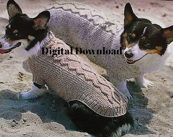 Fishermen/Aran Cable Knit Dog Sweater Pattern, Pet Jacket 5 sizes Chest 10-30”, Dog Coat, Vintage, Toy Dogs, PDF Instant, Digital Download