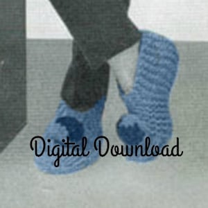 Knit Slipper Pattern, Grammy&#39;s Slippers, 3 sizes: Child, Women’s and Men’s, Vintage 1958, PDF Instant, Digital Download