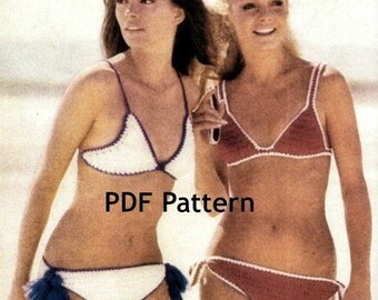 Bikini/Swim Suit Crochet Pattern, Vintage 2 Styles, Crochet Pattern, Digital Download