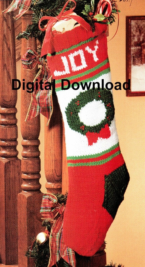 Christmas Stocking Knit Pattern Vintage Christmas Wreath Holiday Joy Pdf Instant Digital Download Christmas Stocking Knit Pattern Vintage Christmas Wreath Holiday Joy Pdf Instant Digital Download