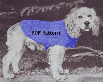 Dog Sweater/Coat, 3 Sizes, Vintage Knit Pattern, Pet Puppy, PDF Instant, Digital Download