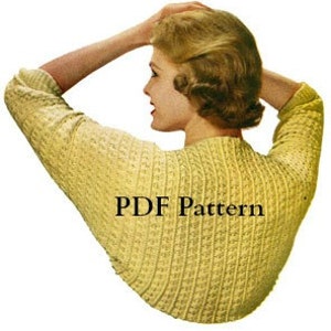 Women's Shrug Pattern, CLASSIC Crochet Vintage 1950's, Digital Download, Instant PDF