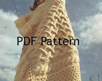 Fishermen Knit, Fair Isle Afghan, Blanket, Vintage 1972, Galway Pattern, PDF Instant, Digital Download