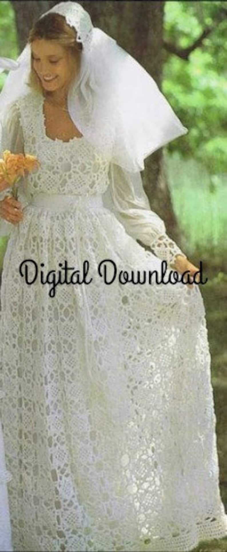 Crochet Wedding Dress Pattern Vintage Hippie Boho Romantic | Etsy
