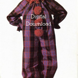 4 Kids Clown Costume Patterns, SELF DRAFTED, Vintage Oversize Child's Halloween Clown Jumpsuit Sewing Pattern, PDF Digital Download image 2