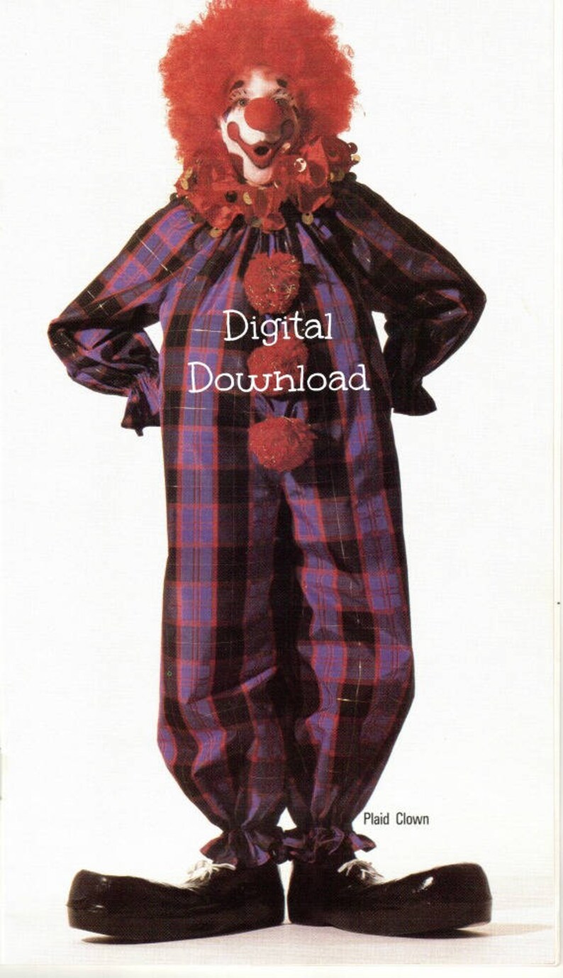 4 Kids Clown Costume Patterns, SELF DRAFTED, Vintage Oversize Child's Halloween Clown Jumpsuit Sewing Pattern, PDF Digital Download image 2