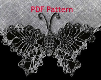Butterfly Crochet Pattern, Quick Project- Insertion Piece, Vintage 1949, PDF Instant,  Digital Download