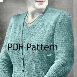Mönster för tvillingsetströja, plusstorlek XXL, ribbad, vintage stickmönster från 1940-talet, digital nedladdning, direkt PDF
