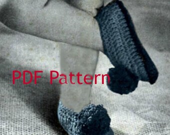 Childrens Slipper Crochet Pattern, 3 Sizes, Comfy Chunky Warm Slippers, Grammy's Classic, Vintage 1941, PDF Instant, Digital Download