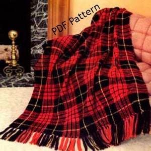 Vintage Highland  Crochet pattern  Plaid/Tartan Afghan. PDF Instant Digital Download