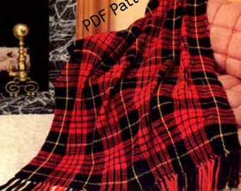 Vintage Highland  Crochet pattern  Plaid/Tartan Afghan. PDF Instant Digital Download