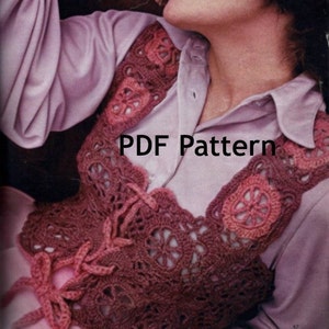 Granny Square Vest, Romantic Victorian, BoHo Motif Vest, Vintage 1973 Crochet Pattern, Instant PDF, Digital Download
