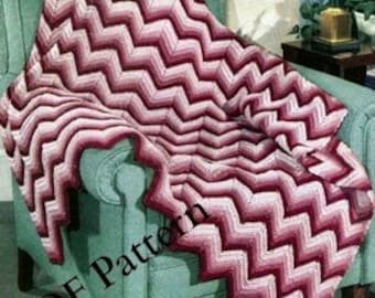 Chevron Crochet Afghan Pattern, Vintage 1948, Classic, PDF Instant, Digital Download