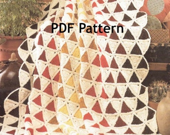 Granny Square Triangle Afghan, Vintage 1987 Crochet Pattern, Digital Download, Instant PDF