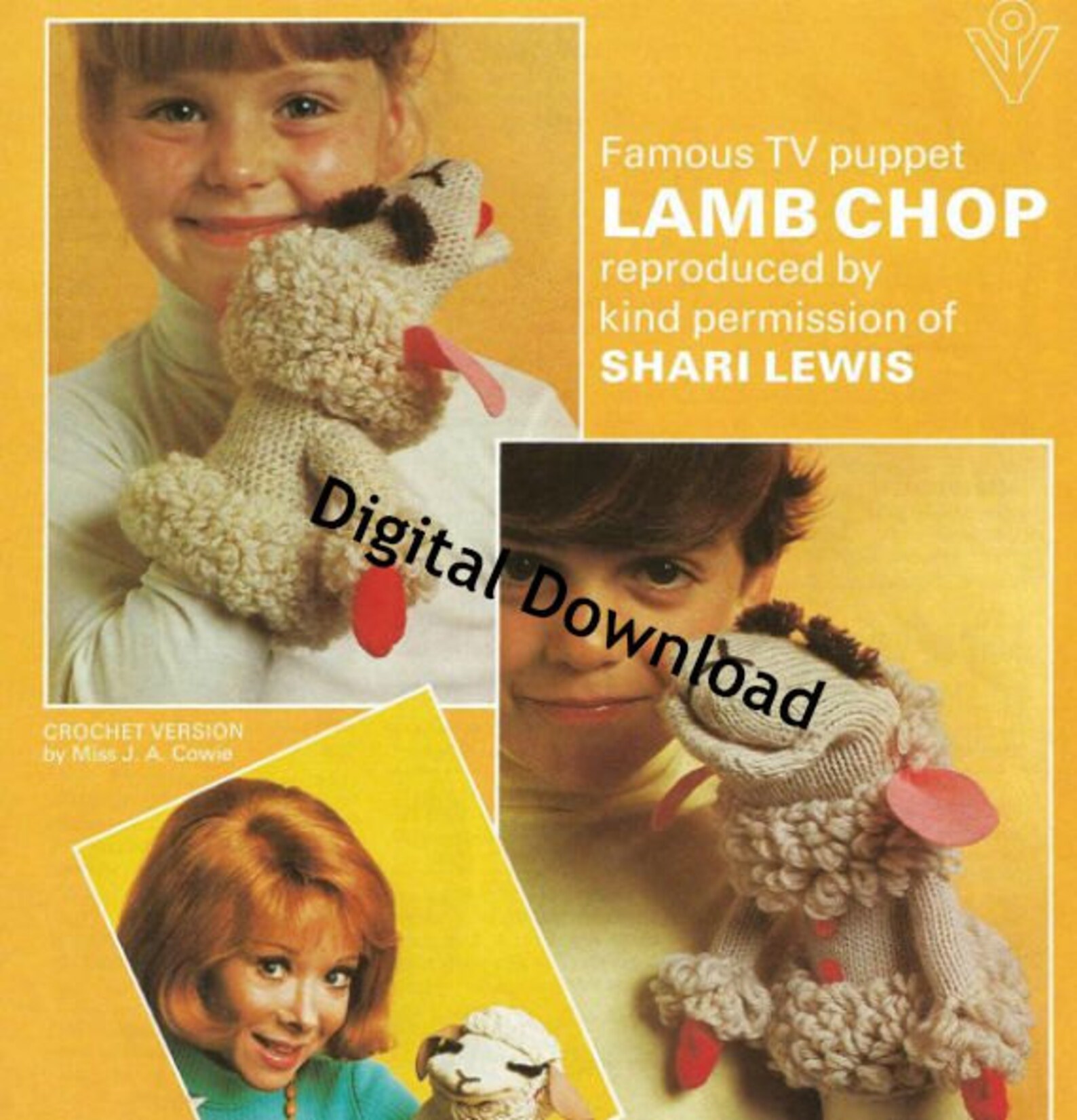 2 Lamb Chop Puppet Patterns, Includes Knit and Crochet Pattern, Vintage ...
