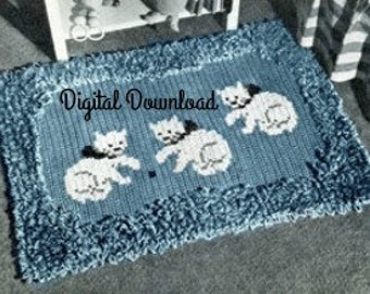 Kitten Rug Crochet Pattern, Vintage, Kitty Cat, Kat, PDF Instant, Digital Download