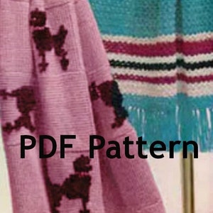 Poodle Afghan Pattern, Embroidery, Easy Granny Square Motif, Pet/Dog Afghan, Hippie Vintage, Rhinestone, PDF Instant, Digital Download