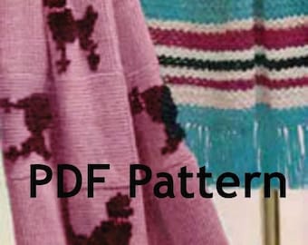 Poodle Afghan Pattern, Embroidery, Easy Granny Square Motif, Pet/Dog Afghan, Hippie Vintage, Rhinestone, PDF Instant, Digital Download