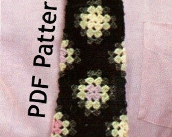 Granny Square Men's Tie, Bohemian Hippie, Vintage Crochet Motif Pattern, Digital Download, Instant PDF
