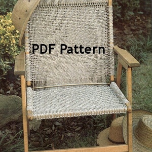 Macrame Chair Pattern, Vintage 1980's, Herringbone Design, Digital Download, Instant PDF