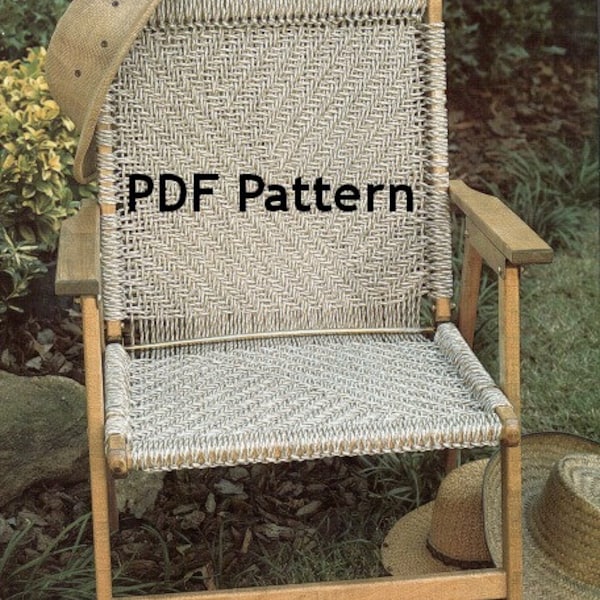 Macrame Chair Pattern, Vintage 1980's, Herringbone Design, Digital Download, Instant PDF