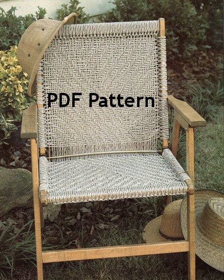 Macrame Chair Pattern Vintage 1980 s Herringbone Design Digital Download Instant PDF