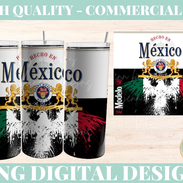 Modelo Hecho En Mexico 20 oz Skinny Tumbler Wrap - Digital PNG Wrap Files for Sublimation