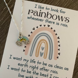 Rainbow Baptism LDS Primary Gift Rainbow Necklace Earrings I Like To Look For Rainbows Baptism gift Great To Be Eight Strive To Be Primary