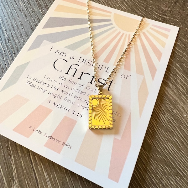 Sun Necklace I am a Disciple of Jesus Christ 2024 YW Birthday Christmas Missionary gifts lds young women relief society ministering Shine on