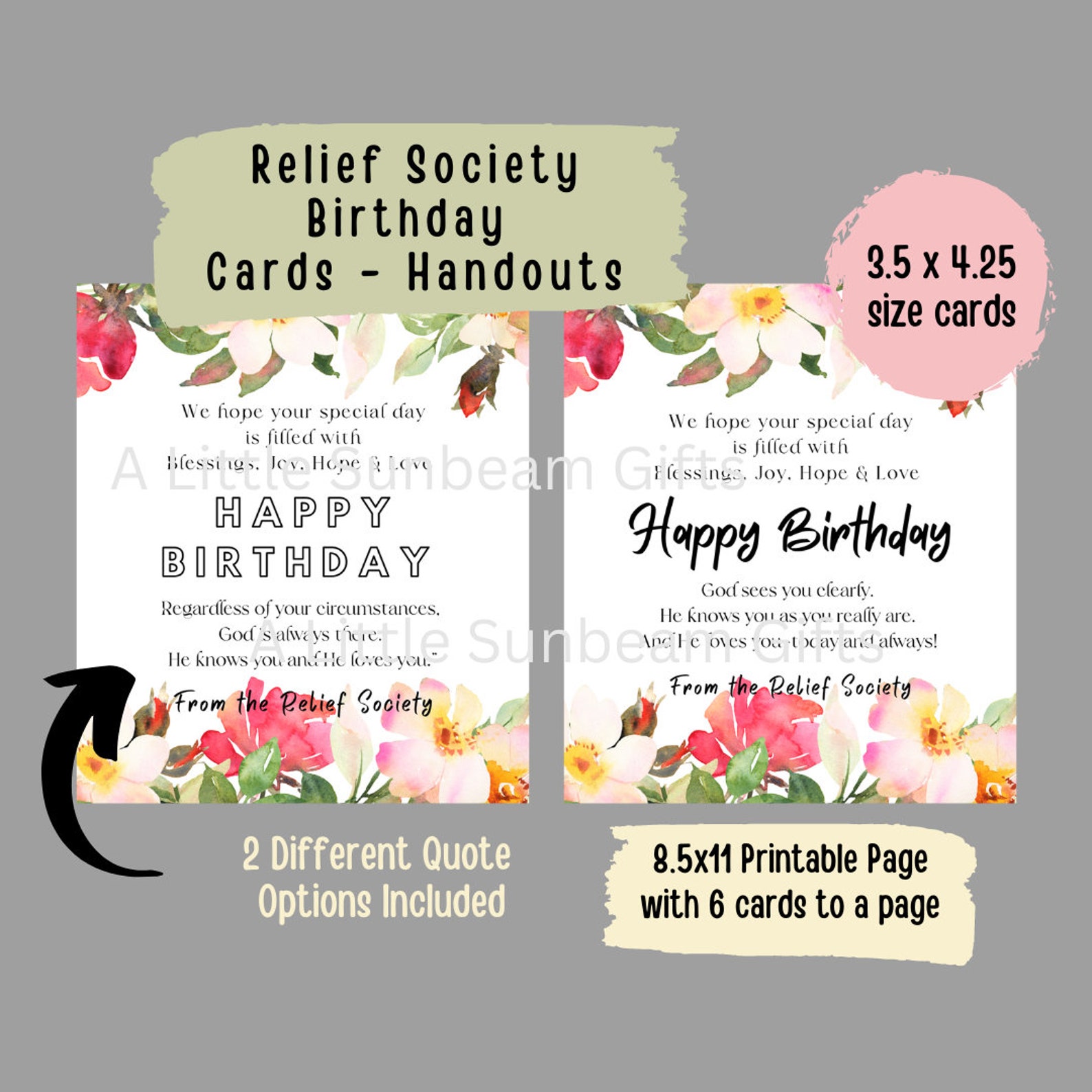 Relief Society Birthday Card Handout Relief Society Instant - Etsy