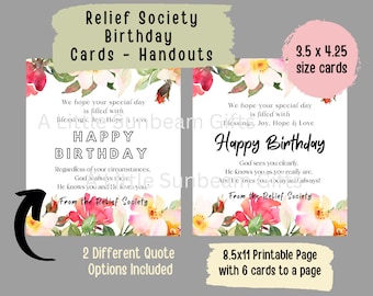 Relief Society Birthday Card Handout Relief Society Instant Download Post Card LDS women ministering printable birthday handout God Loves Yo