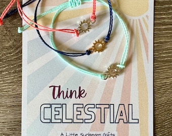 Sun String Bracelet THINK CELESTIAL 2024 Young Women Gift Relief Society Birthday Christmas Nelson General Conference Primary Missionary lds