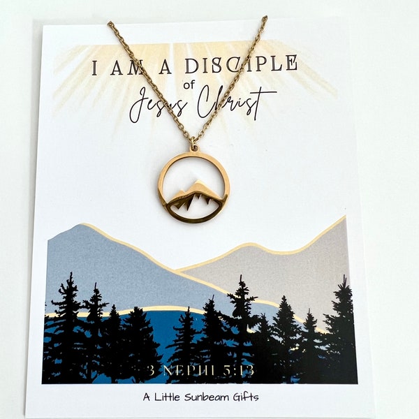2024 Youth Theme Mountain Necklace Young Women YW I Am A Disciple of Christ Birthday Christmas Relied Society Gifts Faith lds Missionary