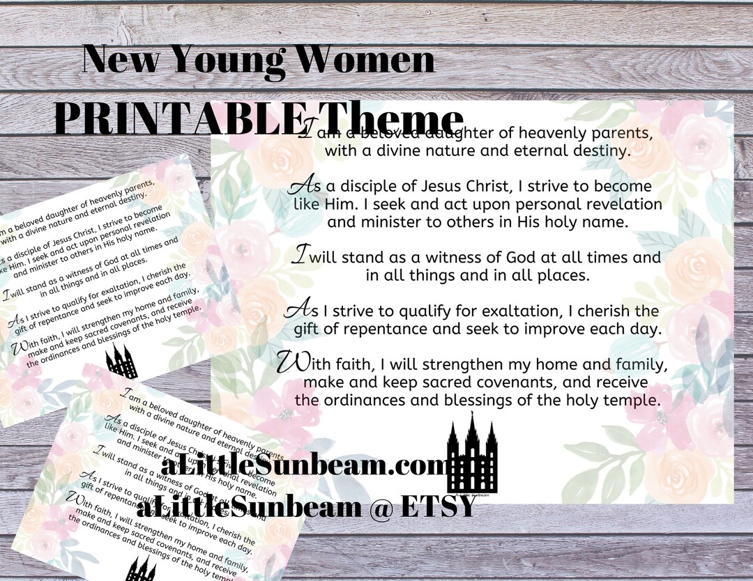 New Young Women Theme Printable Download Moto YW Theme Printable Theme ...