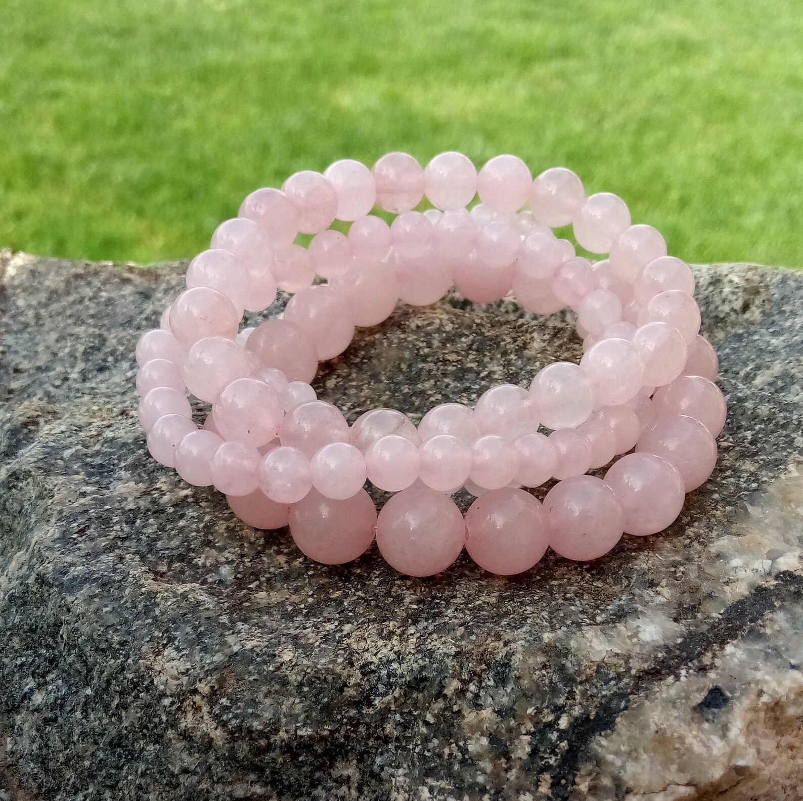 Natural Rose Quartz White Jade Stone Stretch Bracelet Gifts | Etsy