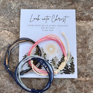 Look Unto Christ Multi String Bracelet Stacking Bracelets 2025 Youth Theme YM YW Gofts Handounts Missionary Minnistering Christmas Girl Camp