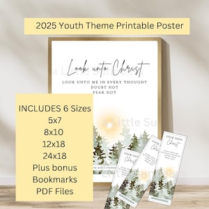 Olhe para Cristo 2025 Cartaz digital Download Moças SUD Tema para jovens D&C Decoração para casa Marcadores folhetos YW para impressão Não tema, não duvide
