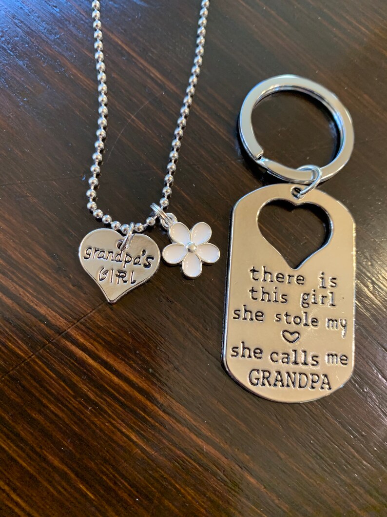 Fathers Day Gift Dad Daughter Keychain Necklace Gift Keyring Etsy