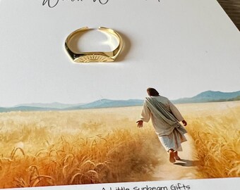 SUN RING Walk With Me Rings Missionary yw Young Women Birthday Gifts I Will Walk with Jesus Girls Camp Come Follow Me Stacking Ring Gifts