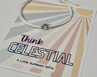 Think Celestial CRYSTAL Charm String Bracelet Birthday Christmas LDS Young Women Theme Baptism Temple Sister Missionary 2024 YW Ministering