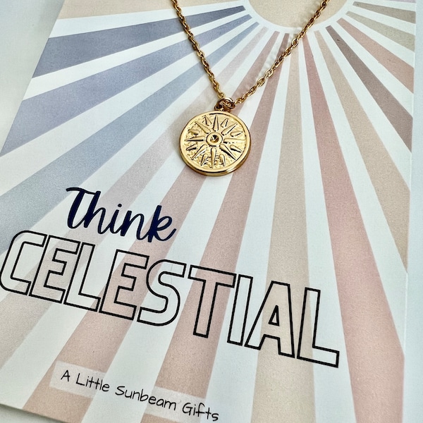 Think Celestial Christmas YW Birthday Relief Society Ministering Missionary gifts lds young women Disk Sun Charm Necklace President Nelson