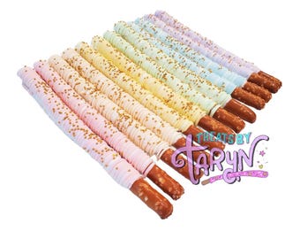 Ombre Chocolate Covered Pretzels: Pastel Rainbow Treats (12 pk)