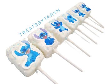 Stitch Rice Krispie Treats: Mini Lollipops (12 Pcs)