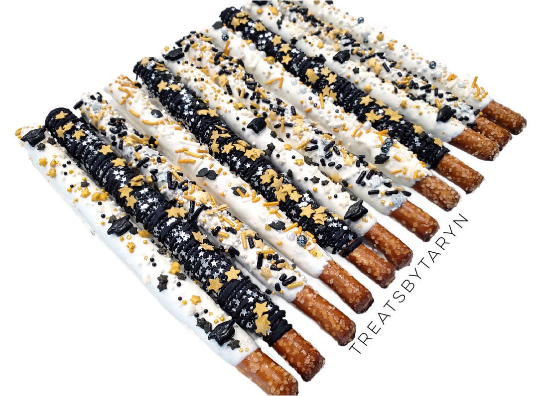 Graduation Chocolate Covered Pretzels: Custom Colors (12)