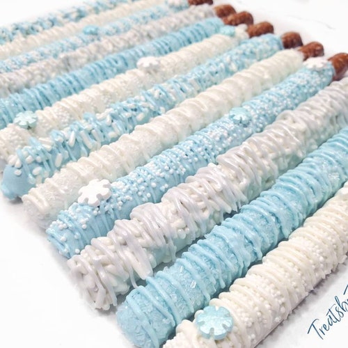 Winter Chocolate Covered Pretzels. Baby Blue Chocolate Etsy