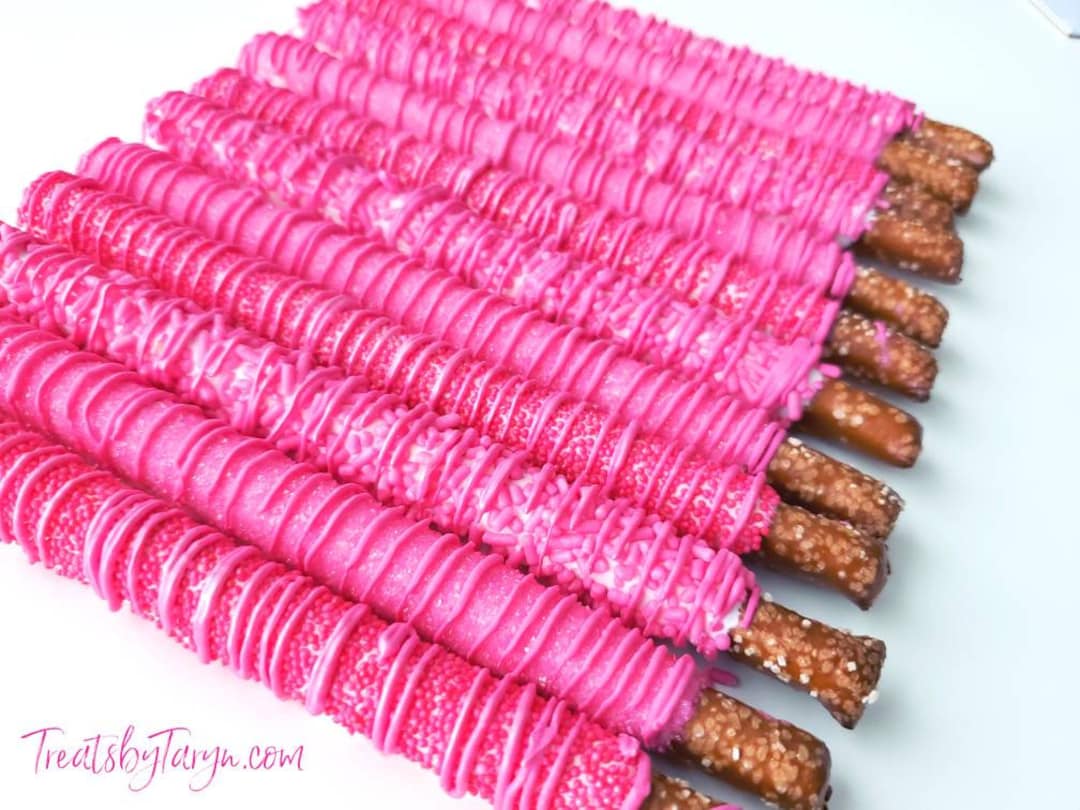 Hot Pink Chocolate Covered Pretzels (12) - Etsy