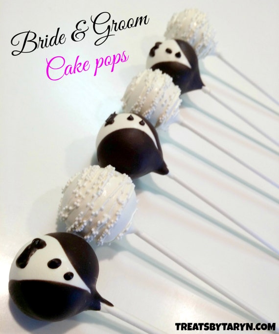 Bride and Groom cake pops. Wedding favors. Bride cake pops. Groom cake pops. Wedding cake pops. Bridal shower favors. Bridal cake pops.