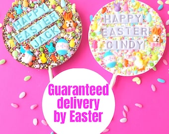 Personalized Easter Chocolate Lollipop: Custom Easter Treat (3.5 oz)