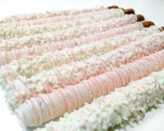 Chocolate Covered Pretzels- Baby pink/white
